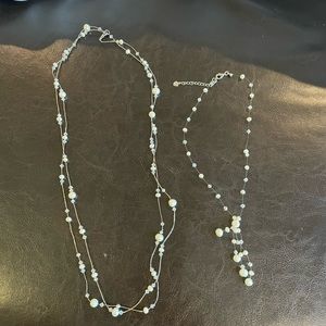 Pearl and Crystal Costume Jewelry. Two necklaces.